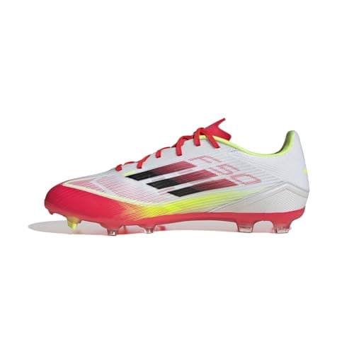 Image of adidas Unisex F50 League Football Boots FG/MG, Cloud White/Core Black/Solar Yellow, 9.5 UK