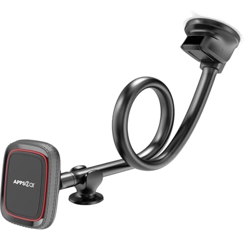 Image of APPS2Car Magnetic Phone Car Mount,Phone Holder for Cars,Magnetic Car Phone Holder Windscreen&Dashboard,Gooseneck Magnet Suction Cup Holder,Suitable for iPhone Smartphones,Samsung,Google Etc.