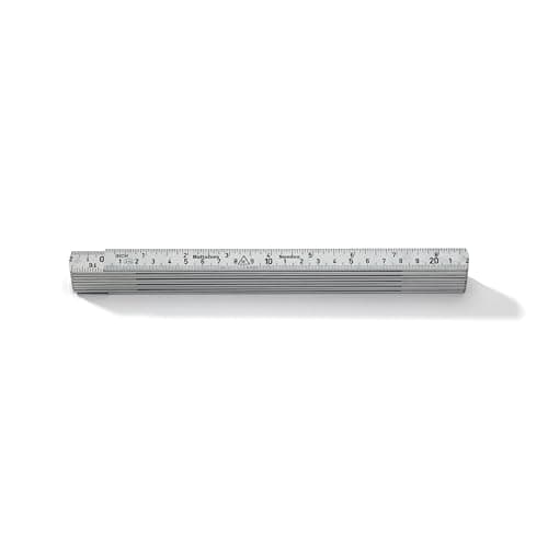 Image of 2 m aluminium folding rule with imperial and metric scales I Hultafors I Made in the EU I Metal rule with centimetre and inch scales I 2 metre aluminium ruler I 150203