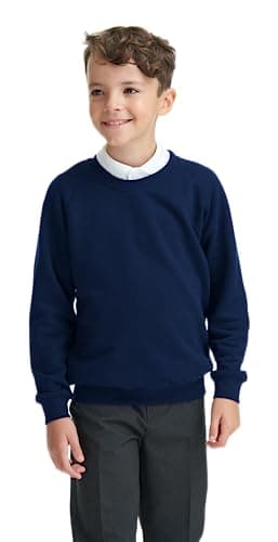 Image of Listers Schoolwear Boys Girls Unisex School Crew Neck Jumper Round Neck Fleece Sweatshirt Uniform Ages 3-16 Years Navy