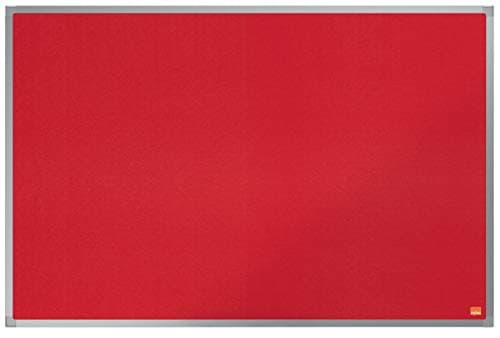 Image of Nobo Felt Noticeboard, 900 x 600 mm, Aluminium Trim, Corner Wall Mounting, Essence Range, Red, 1904066