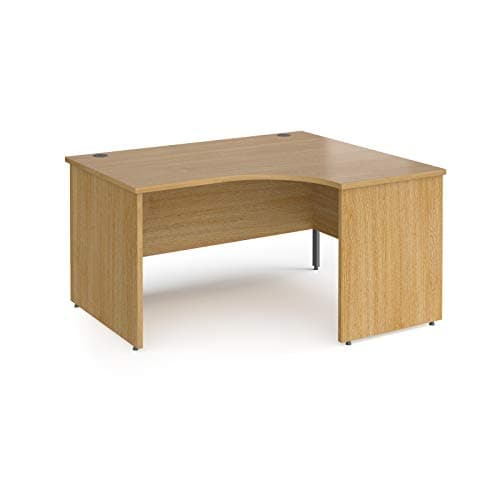 Image of Contract 25 right hand ergonomic desk with panel ends and graphite corner leg, 1400, Oak