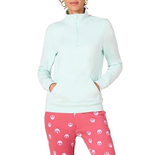 Image of Amazon Essentials Women's Long-Sleeve Fleece Quarter-Zip Jumper (Available in Plus Sizes), Aqua Blue, XS
