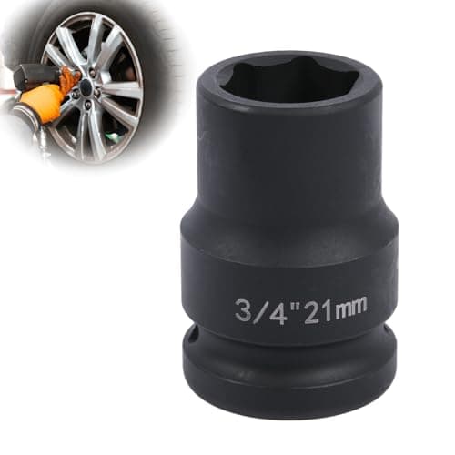 Image of Deep 6-Point Impact Socket 3/4" Drive 21mm,Chrome Molybdenum Steel, Anti-Rust Metric Hex Socket for Car Repairs and Impact Wrench