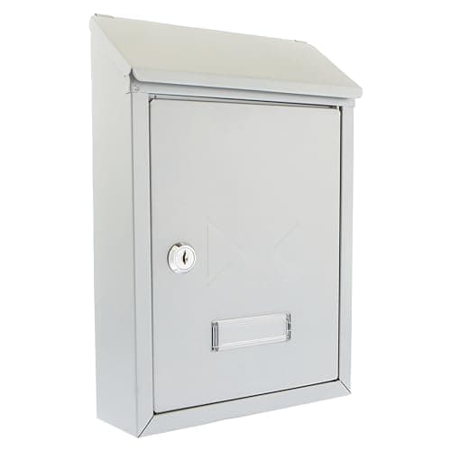 Image of Burg-Wachter MB09S Avon Rear Entry Wall Mounted Galvanised Steel Lockable Weatherproof Post Box - Silver - 21x30x7cm