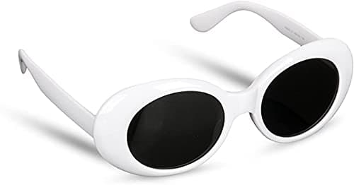 Image of Toumett Kurt Cobain Vintage Shades Sunglasses Nirvana Thick Alien Oval Frame Glasses Outdoor Sports Eyewear (White) Retro