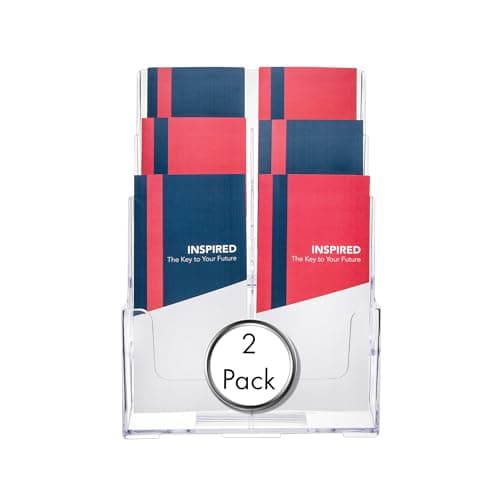 Image of Deflecto Countertop 3 Tier 6 Pocket 1/3 A4 (DL Size) Portrait Multi-Tier Literature Holder Pack of 2 Magazine File Holder Leaflet Holder Wall Mounting