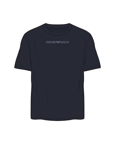 Image of Man's Textured Elastic Crew Neck T-Shirt Blue S Fitted FIT