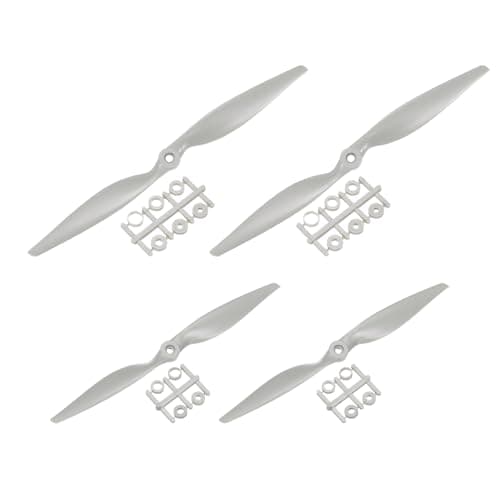 Image of sourcing map 5x5, 13x6.5 Propeller RC Propellers 2 Vane Blades Props Wings Grey with Adapter Rings for Electric Airplane Aircraft, Pack of 4