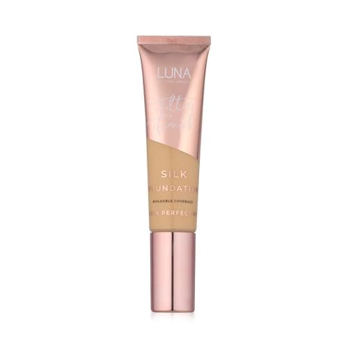 Image of LUNA Silk Foundation in LIGHT Shade - Contains Hyaluronic Acid, Vitamin C & A, Aloe Vera, and Shea Butter - Brightening Dewy Foundation Makeup - Hydrating Cream Foundation for Dry Skin