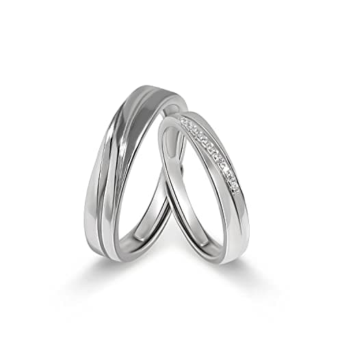 Image of Meissa Intertwined Couples Rings for Men and Women 925 Sterling Silver Wedding Bands Size Adjustable Anniversary Ring Set Promise Ring (Set of two rings)