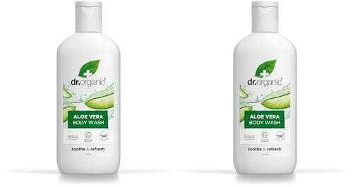 Image of Dr Organic Aloe Vera Body Wash, Shower Gel, Natural, Vegan, Cruelty-Free, Paraben & SLS-Free, Recyclable & Recycled Ocean Bound Plastic, Certified Organic, 250ml, Packaging may vary (Pack of 2)