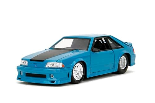 Image of Fast & Furious JADA FORD MUSTANG GT 1:24 die-cast model car, toys for kids and adults, collect and play vehicle, Blue, Black