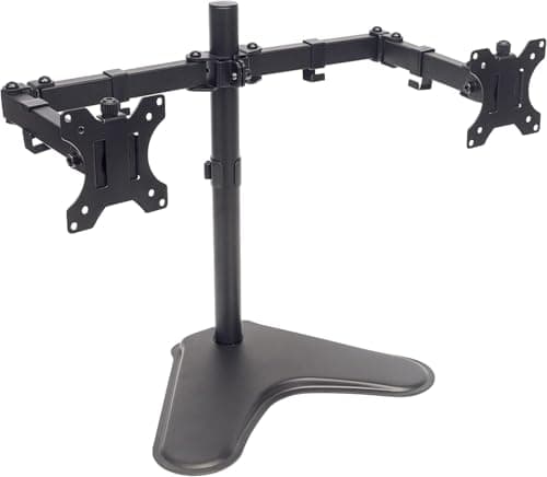 Image of Manhattan TV & Monitor Mount, Desk, Double-Link Arms, 2 screens, Screen Sizes: 10-27", Black, Stand Assembly, Dual Screen, VESA 75x75 to 100x100mm, Max 8kg (each),