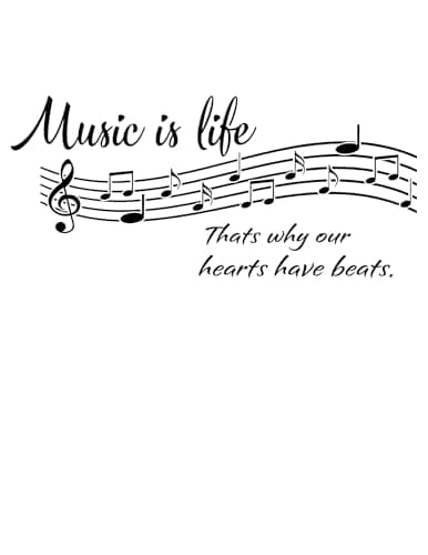 Image of Make Unique Music is Life Wall Sticker – Vinyl Quote for Bedroom or Living Room – 10 Colours, 4 Sizes – Easy Transfer, Removable Home Decor. (Red, 40 CM)