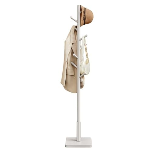 Image of VASAGLE Coat Rack, Solid Wood Coat Stand, Free Standing Hall Coat Tree with 8 Hooks for Coats, Hats, Bags, Purses, for Entryway, Hallway, Rubberwood Hooks and Pole, Cappuccino Beige RCR010K01