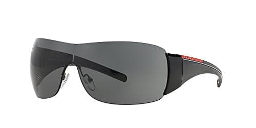 Image of Prada Linea Rossa Women's 02l Glossy Black Frame/Grey Lens Rimless Sunglasses