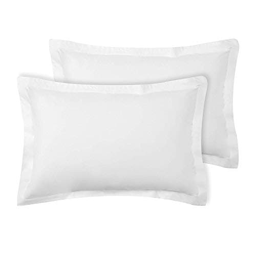 Image of AmigoZone 2 Pack Egyptian Cotton 200 Thread Count Pillowcases Soft Breathable Cotton Pillowcase (White, Oxford Pillow Pair