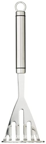 Image of KitchenCraft Oval Handled Professional Stainless Steel Masher, Kitchen Utensil Ideal for Mashing Root Vegetables and Avocados, Dishwasher Safe, 26cm