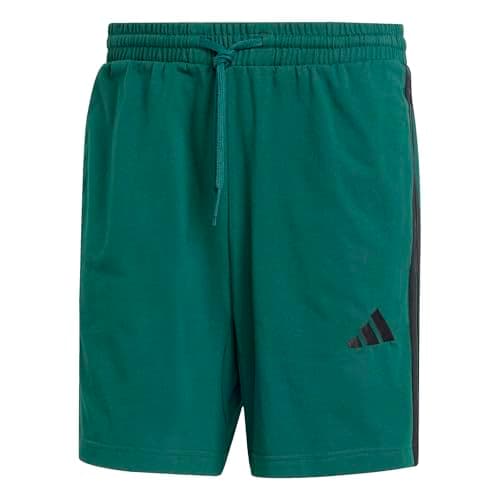 Image of adidas Men's Essential Three Stripes Single Jersey Short 7In Shorts, Collegiate Green/Black, XL