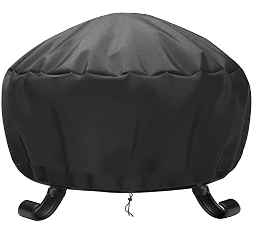 Image of Waterproof Round Fire Pit Cover Weatherproof Anti-UV 600D Oxford Cloth Tear-Proof Patio Garden BBQ Cover (black, 80x50cm)