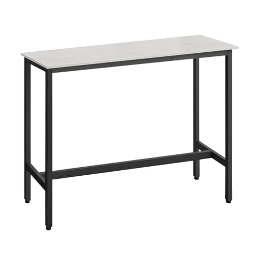 Image of VASAGLE Bar Table, Kitchen Table, Pub Dining High Table, Sturdy Steel Frame, 40 x 120 x 90 cm, Easy Assembly, Industrial Design, Rustic White and Ink Black LBT120B73