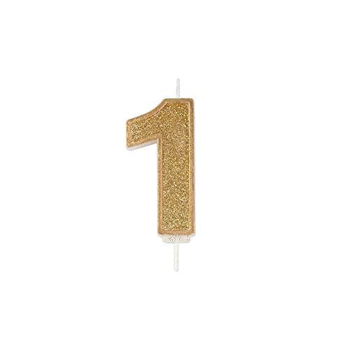 Image of CULPITT Sparkle Number Candles For Cake & Cupcakes, Single Numbers From 0-9, Say Happy Birthday with These Candle Sparklers, Celebrate Birthdays & Anniversaries with Flair - Gold 1