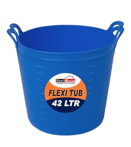 Image of Best House | 2 Pcs of Flexi Tub with Handles | 42 Litres | Blue | Garden Tubs | Plastic Storage Container for Home, Washing, Garden Waste and DIY Projects - (Pack of 2)