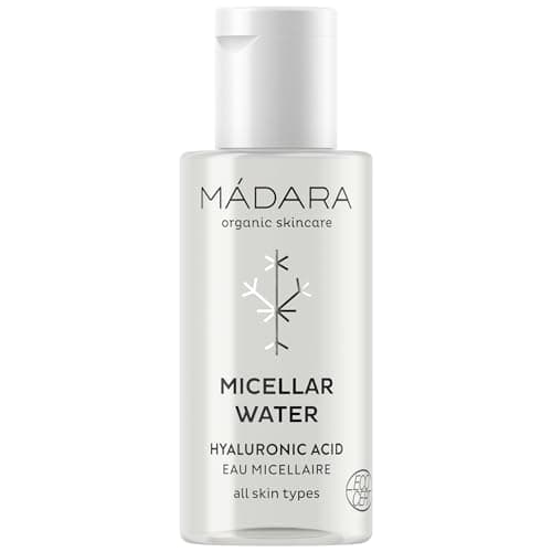 Image of MÁDARA Organic Skincare | Micellar Water - 50 ml, No-rinse cleanser, Formulated with Hyaluronic Acid, Aloe Vera juice and Extract of Peony Root, Vegan, Ecocert certified, Recyclable packaging
