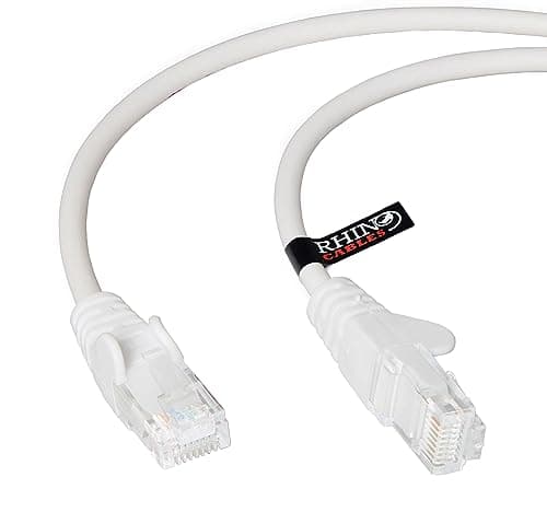 Image of rhinocables CAT 5e High-Speed Ethernet Cable - Reliable LAN Network RJ45 Cable for Fast Internet & Data Transfer | Durable WiFi Broadband Cable for Gaming & Streaming, (5m, White, Pack of 1)