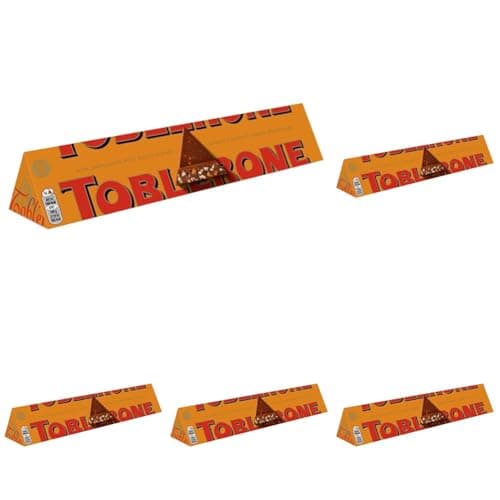 Image of Toblerone Orange Twist Chocolate Bar, Swiss Chocolate with Honey and Almond Nougat, Treat for Sharing or Christmas Gifting 360 g (Pack of 5)