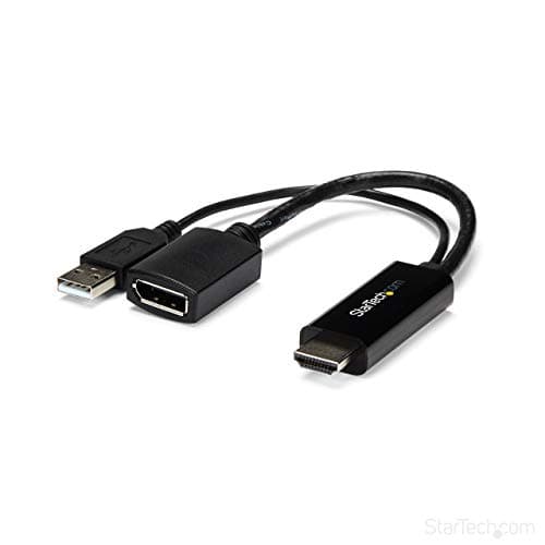 Image of StarTech.com 4K 30Hz HDMI to DisplayPort Video Adapter w/ USB Power - 6 in - HDMI 1.4 (Male) to DP 1.2 (Female) Active Monitor Converter (HD2DP),Black