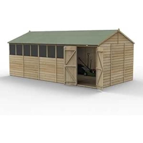 Image of Forest Garden Beckwood 20x10 Reverse Apex Shed | 8 Windows | Double Door|25 Year Anti-Rot Guarantee