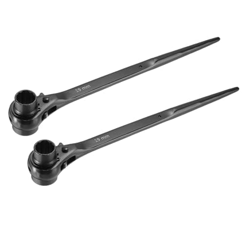 Image of sourcing map 19 x 24mm 12-Point Scaffold Podger Ratchet Spanner Ratcheting Socket Wrench Tool (Black) 2pcs