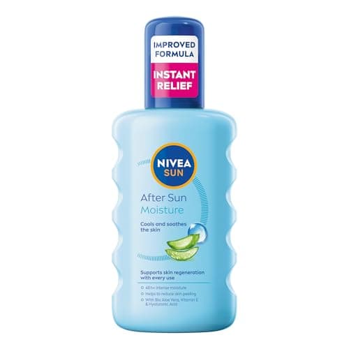 Image of NIVEA SUN After Sun Moisture Spray (200 ml), 48H Moisturising Spray with Organic Hyaluron and Aloe Vera to Soothe, Soften and Relieve Signs of Sun-Stressed Skin