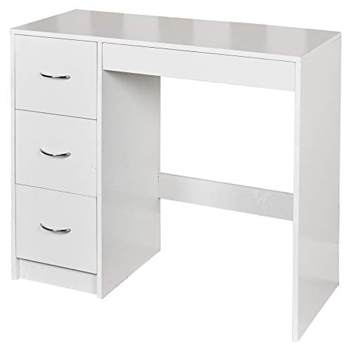 Image of URBNLIVING 3 Drawer Wooden Bedroom Dressing Table (White Carcass + White Drawers)