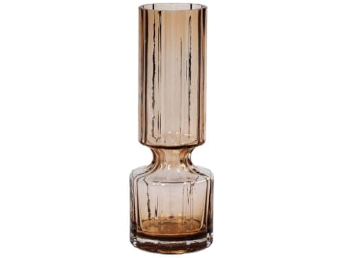 Image of Broste Copenhagen Hyacint 14496139 Indian Tan Glass Vase Transparent Beige Orange Mouth-Blown 10 x 28.3 cm
