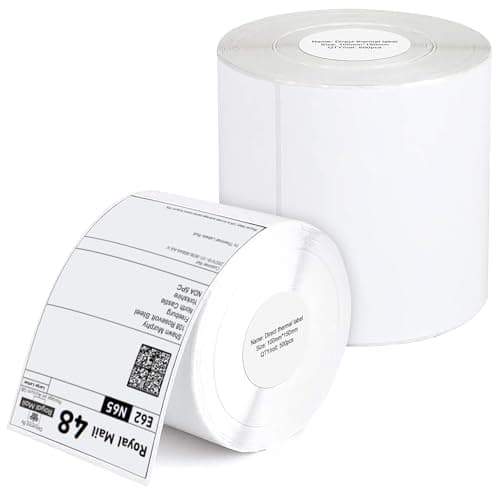 Image of iSOUL 4X6 Direct Thermal Printer Labels 1 Roll 100mmx150mm [ 500 Labels ] White Permanent Adhesive Shipping Labels Rolls Compatible with Etsy, Shopify, Amazon, Royal Mail, FedEx 4x6 Labels