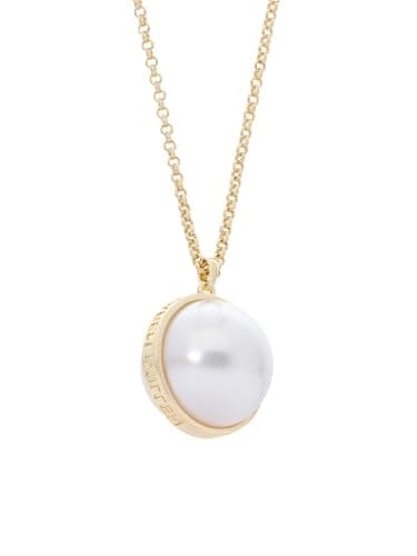 Image of Karen Millen Large Pearl Ball Pendant Necklace for Women (Gold/Pearl)