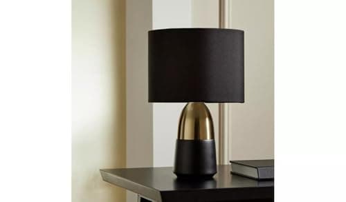 Image of Duno Touch Table Lamp, Modern Copper and Pink Lighting Fixture (Brass & Black)