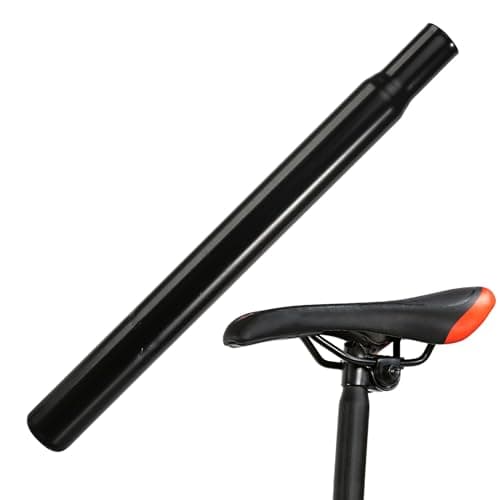 Image of Bike Seat Post, 27.2 mm Bicycle Seatpost Carbon Steel Seat Tube Saddle Pole Length 300 mm for BMX Fixed Gear MTB Road Mountain Bikes (Black)