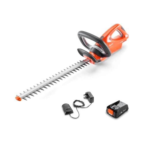 Image of Flymo 18V EasiCut 450 KIT 2.0 cordless Hedge Trimmer - 45cm cutting width, lightweight and balanced, blades, 270° wrap around handle, 2.0 P4A Battery and Charger Included, Orange and Grey