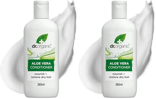 Image of Dr Organic Aloe Vera Conditioner, Soothing, All Hair Types, Natural, Vegan, Cruelty-Free, Paraben & SLS-Free, Recyclable & Recycled Ocean Bound Plastic, Certified Organic, 265ml, Packaging may vary