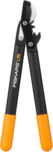 Image of Fiskars PowerGear Loppers Bypass, Hook Head (S) L70, Patented PowerGear Mechanism, Cutting diameter: 2.8 cm, Hardened steel blades with non-stick coating, Length: 45 cm, Black/Orange, 1002104