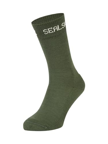 Image of SEALSKINZ | Suffield | Unisex Premium Solo Merino Liner Wool Sock | Extreme Comfort | L - Olive Green