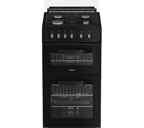 Image of HDG5GCB 50cm Gas Cooker with Double Oven, Gas Hob, Grill, Enamel Interior, Easy Clean, Black