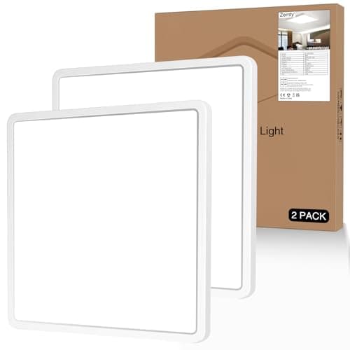 Image of zemty 2 Packs 29CM 36W LED Ceiling Lights, 3240LM Waterproof Bathroom Light, Super Bright 6500K Daylight White Ceiling Lamp, Modern Square Flush Lighting for Kitchen Hallway Living Room Bedroom