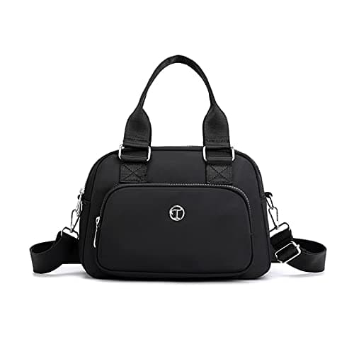 Image of NICOLE & DORIS Casual Shoulder Bag Multi Pocket Messenger Bag Large Capacity Handbags for Women Shopping Bag Portable Travel Weekend Bag for Daily Use Black