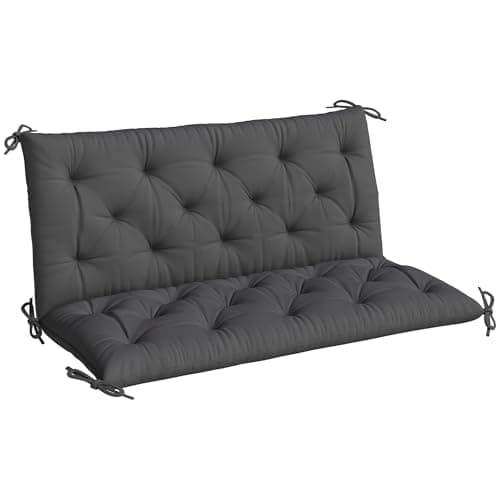 Image of Outsunny Garden Bench Cushion, 2 Seater Swing Chair Cushion, Seat Pad with Ties for Indoor and Outdoor Use, 110 x 120 cm, Black