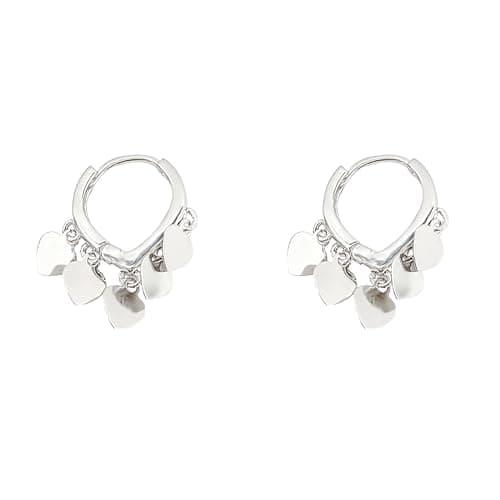 Image of CABEPHY Dainty Huggie Heart Small Gold Hoop Earrings for Women Teen Lily of the Valley Earrings Flower Dangle Cute Trendy Aesthetic, Silver, No Gemstone